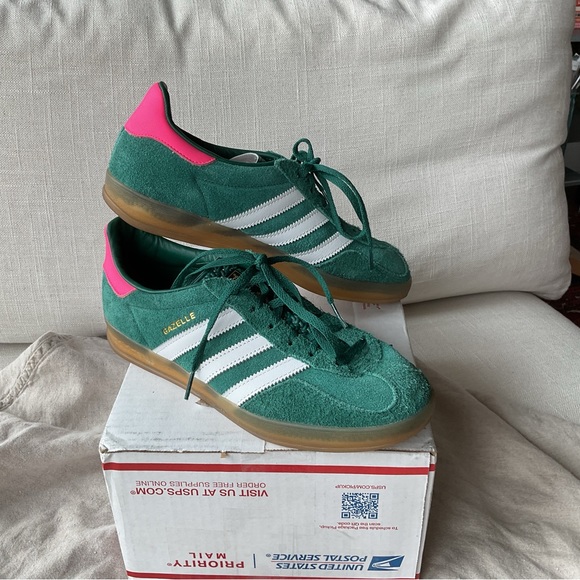 adidas Shoes - Adidas Gazelle Indoor Collegiate Green Lucid Pink Size 8
